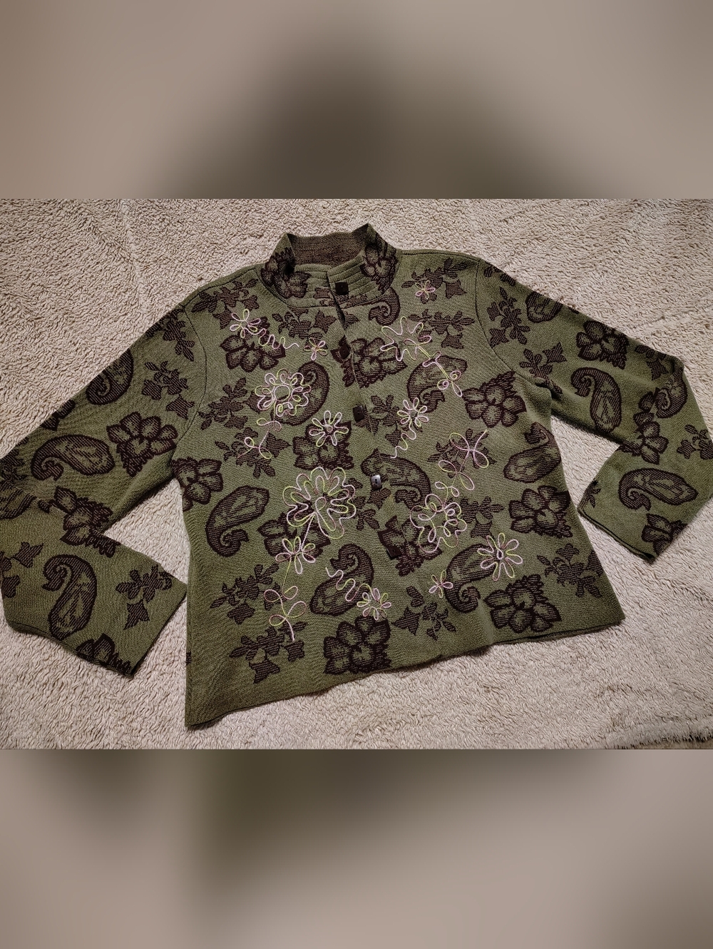 J.H. Collectibles Women's Long Sleeve Mid Weight Cotton Sweater Eclectic Sz P XL
